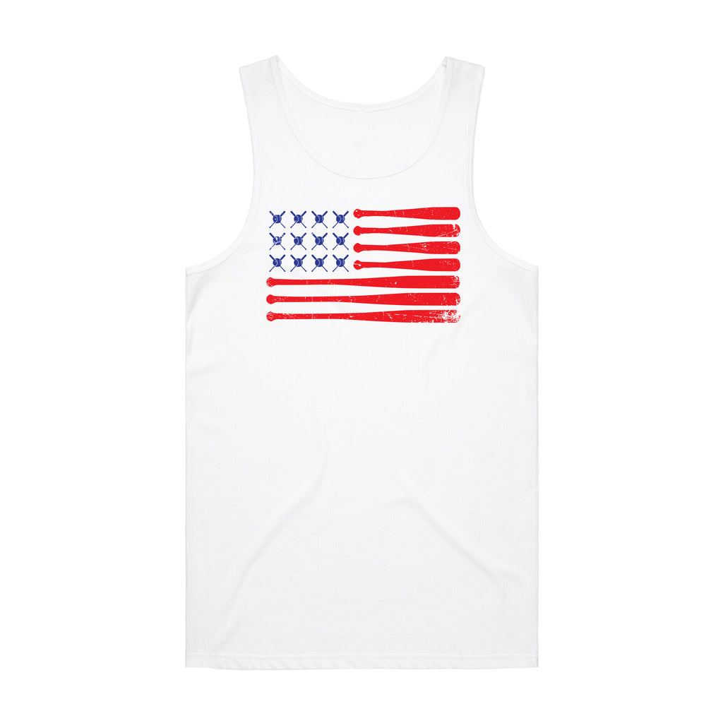 Red White & Baseball Tank Top - White