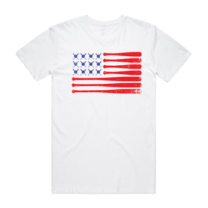 Red White & Baseball Tee - White